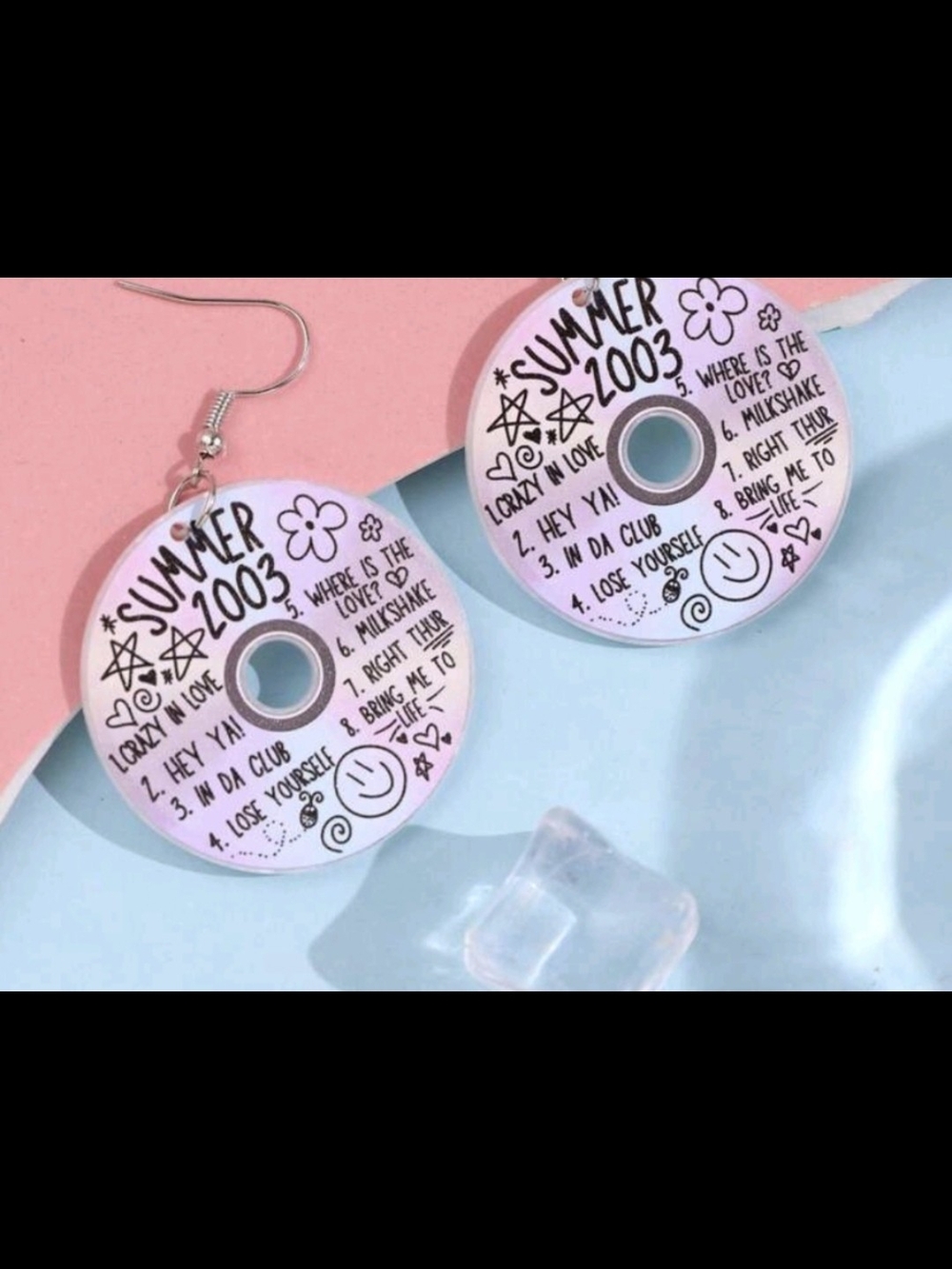 Summer 2003 Novelty Music Earrings - Pink